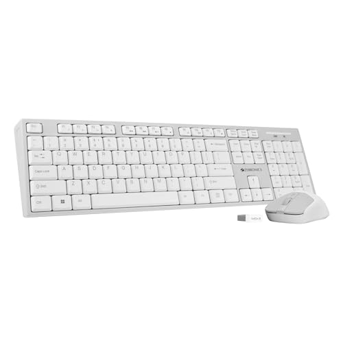 Zebronics Wireless Keyboard & Mouse Combo, 104 UV-Printed Keys, ₹ Key, 12 Multimedia Keys, Retractable Stand, 4 Button Mouse, 1600 DPI, High Precision, USB Nano Receiver (Companion 304)
