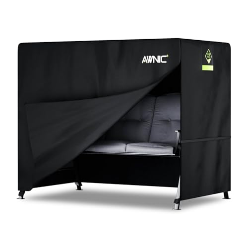 DESIGN UNICO A TENDINA: la copertura a tendina con chiusura di sicurezza può essere utilizzata senza dover rimuovere la telo copri dondolo 3 posti. Grazie alla cerniera scorrevole, può essere montata e rimossa rapidamente, consentendovi di coprire o scoprire la vostra altalena da giardino senza sforzo.