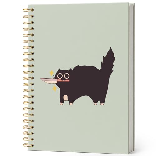 Carnet de notes chat noir couteau cyan rigide 14x21cm 80p
