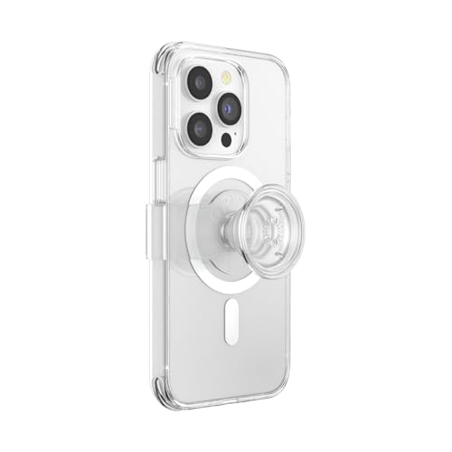 Image of POPSOCKETS iPhone 14 Pro Case with Phone Grip and Slide Compatible with MagSafe, Phone Case for iPhone 14 Pro, Wireless Charging Compatible - Clear