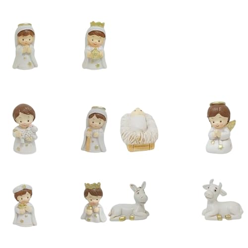 Figuras de belén de Navidad, de resina, escena de establo, sagrada familia, decoración coleccionable, figura de mesa, esculturas de escena