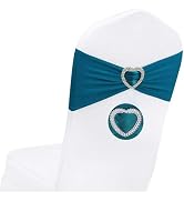 WYFMYD Teal Chair Sashes 50 Pack Spandex Dark Teal Sashes for Chairs Covers Universal Stretch Cha...