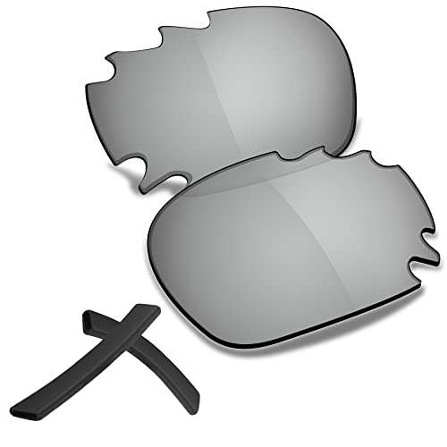 Image of Polarized Replacement Lenses & Ear Socks for Oakley Racing Jacket Vented /Jawbone Vented Sunglass Silver Mirror - Polarized
