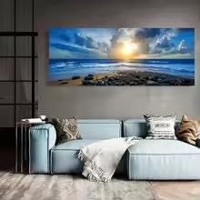 KEMEIQI 1PC-Canvas poster Ocean Sunset Beach Panorama Coastal Landscape Art Wall Decor Canvas Print Home Interior Design summer(65x130cm/Frameless)
