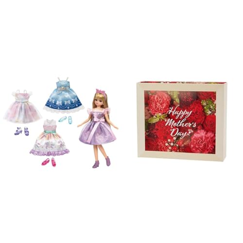 【母の日セット品】【Amazon.co.jp限定】 タカラトミー(TAKARA TOMY) リカちゃん ドール おでかけワンピースいっぱいセット 着せ替え おままごと おもちゃ 3歳以上 +サンリオ メッセージカード フラワーボックス
