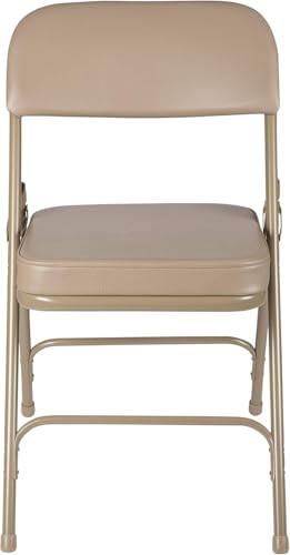 OEF Furnishings OEF3200 Series Heavy Duty, Industrial Grade, Premium Vinyl Folding Chairs 2" Ultra Padded Seat Double Hinged Steel Frame (2 Pack, Beige/Beige) - Image 5