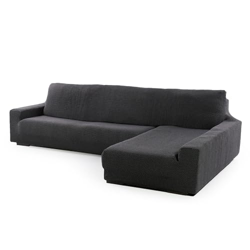 SOFASKINS® super elastischer Chaise Longue überzug, Sofabezug rechte Lange Armlehne, Sofa überzug atmungsaktiv, bequem und langlebig, Kompatible Abmessungen des Sofas (210-340 cm), Farbe dunkelgrau