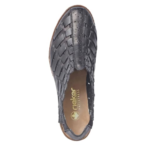 Image of Rieker 46778 Sina Women's Heels - Sling-Backs, Leather Upper, Hand-Woven Design, Anti-Stress Comfort, Flexible Sole, Secure Fit, and Timeless Everyday Style