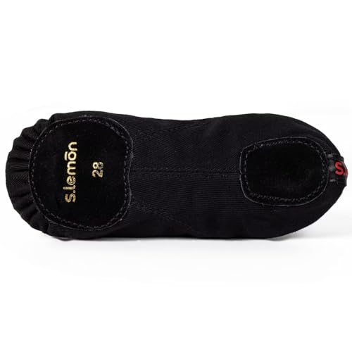 اس. ليمون حذاء باليه، حذاء رقص الباليه من القماش القابل للتمدد بنعل مقسوم للاطفال والكبار، لون اسود، مقاس 35