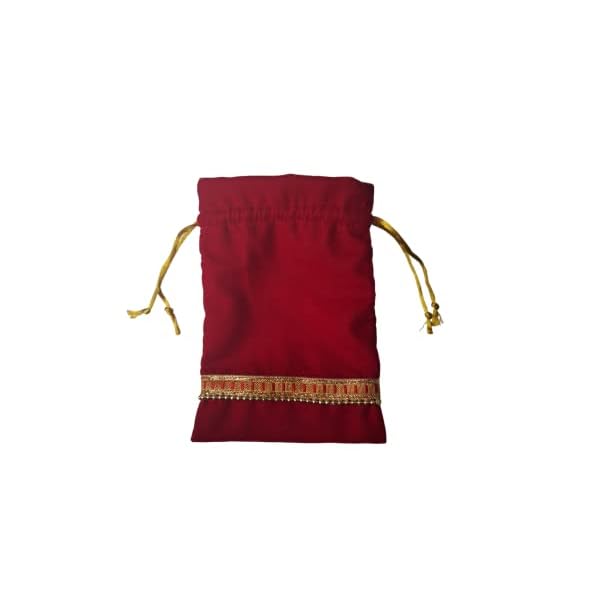 Fabjute Red Velvet Potli Bag for Return Gifts (Pack of 5) (Velvet-Red, 7x5) - Image 4