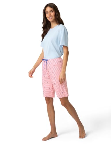Image of HUE Women's Summer Vacation Pajama Separates, Soft, Whimsical Print Pjs with Tropical Beach Themes, Flip Flops, Cocktails