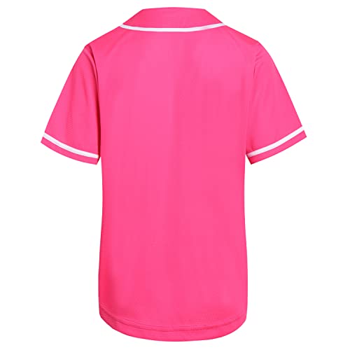 Dehaner Blank Hot Pink Baseball Jersey For Men Women 90S 00S 10S Hip Hop Hipster Button Down Shirts Outfit White Stripe-Hot Pink Jersey Size Small #TOP1