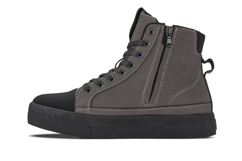 Image of CALTO Men's Invisible Height Increasing Elevator Shoes - Zip-up Cap Toe High Top Sneaker Boots - 2.4 Inches Taller