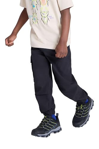 Mountain Warehouse Active Kids Trousers - Lightweight, Fast Drying All Season Pants, Shrink & Fade Resistant Casual Bottoms - for Spring Summer, Travelling, Camping Black Kids Size 11-12 Years