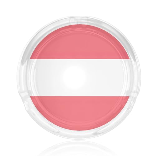 Posacenere rotondo in vetro con stampa bandiera austriaca per casa, ufficio, soggiorno, auto, tavolini da caffè decorativi