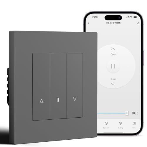 BSEED Smart Zigbee Rolladenschalter, Smart Jalousie Schalter Unterputz Kompatibel mit Alexa/Google Home/Tuya, Rolladen Zeitschaltuhr mit PC Rahmen, Benötigt Nullleiter & Zigbee-Gateway, Grau