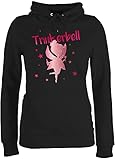Karneval & Fasching Kostüm Outfit - Trinkerbell Rot - L - Schwarz - Tinkerbell Pullover - JH001F - Damen Hoodie und Kapuzenpullover für Frauen