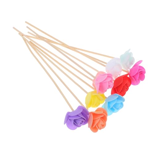 HEMOTON Lot de 10 Bâtonnets Diffuseurs en Bois Naturel Légers pour Diffuseurs de Parfum, pour Maison et Bureau, Tiges de Bois Fleuries sans Feu