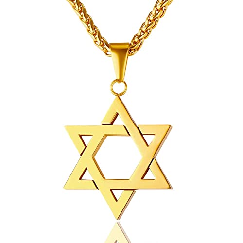 Star of David Hexagram Pendant Necklace Stainless Steel Israel Magen David Jewish Jewelry for Men Women Religious 24