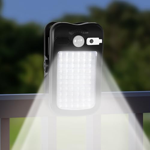 CHAMCHOI ソーラーライト 屋外 防水 クリップ式 センサーライト 屋外 ソーラー 人感 防犯らいと 太陽光充電USB充電 2000mAh大容量電池 60LED 3つ知能モード IP65防水 600ルーメン 超高輝度 玄関/駐車場/庭/フェンス/キャンプ用 (1個セット 昼白色)