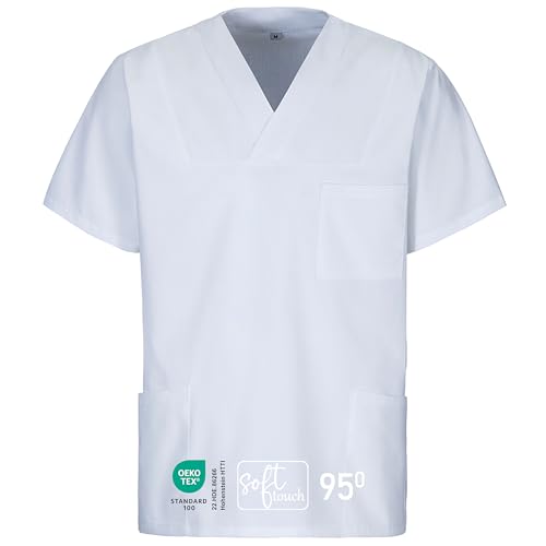 EXNER Medizinischer Schlupf-Kasack, OP-Kasack, Unisex, für Krankenpflege, Altenpflege, Farbe weiß, Größe M