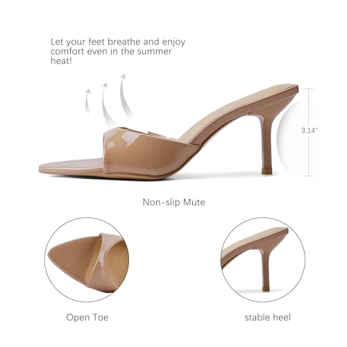 Image of QIV Leopard Kitten Heels Pointed Toe Mule Heels for Women Open Toe Kitten Heel for Party Dressy Wedding