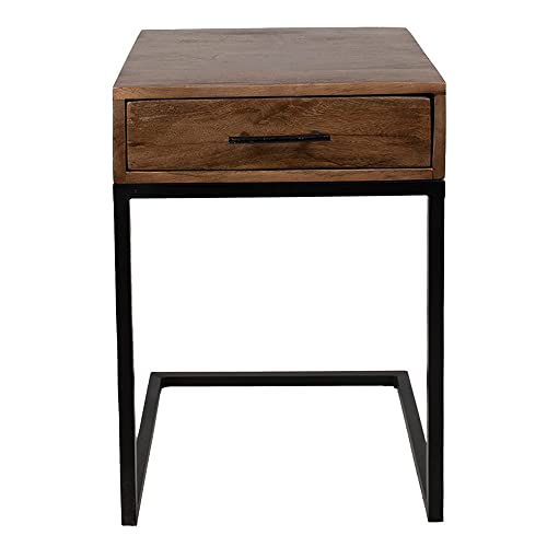 iRULU Clayre & Eef Beistelltisch 42x42x61 cm Braun Rot Holz Metall Rechteckig Wohnzimmertisch Couchtisch Cover
