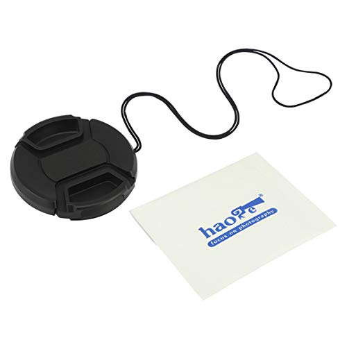 Haoge 52mm Center Pinch Snap On Tapa Frontal para Lentes con Sujetador para Canon Nikon Sony Fujifilm Sigma Tamron y Otros con Rosca de Filtro 52mm miniatura 1