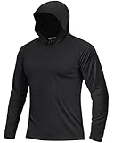 Boladeci Fishing Shirts for Men Long Sleeve Sun Protection UPF 50+ Hoodie Sun Shirts UV SPF Clothing Lightweight Quick Dry Fit Summer Black XL