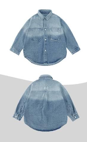 Boys Denim Snap Button Down Shirt Kids Long Sleeve Lightweight Jacket,3-10 Years2