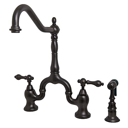 Kingston Brass KS7755ALBS English Country Bridge Kitchen Faucet, Oil-Rubbed Bronze, 8 x 8.25 x 14.5 by Kingston Brass - Used condition - US$172.91