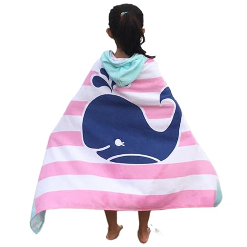 Toallas de baño para niños, Toallas con Capucha para niños, Toalla con Capucha con Ballenas Rayas de 50x30 Pulgadas, Toalla de baño para niños para niños para algodón y algodón para baño, Piscina o p