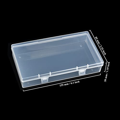 Image of 4 Pack Rectangular Clear Plastic Storage Containers 6.1x3.3x1.18 inch | Hinged Lid, For Beads and Small Craft Items