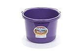 Little Giant® Plastic Animal Feed Bucket | Round Plastic Feed Bucket with Metal Handle | Made in USA | 8 Quarts | Purple