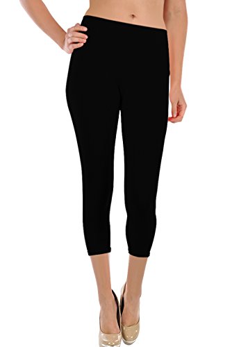 Solid Brushed Capris (Black, PLUS)