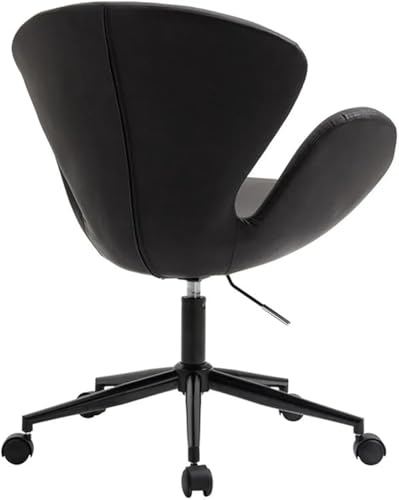 Image of Modern Swivel Lounge Chair with Hydraulic Lift for Home Office Hotel Cafe (Black-Black)