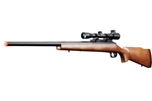 Aluminum-Steel M61 Airsoft Sniper Rifle with Adjustable Magnified Aluminum Scope – Bolt Action Powerful Spring Airsoft Gun for Extreme Power & Accurate Sniping with 0.20g 6mm BBS Ammo (Wood)