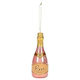 Raz 4052892 Catálogo de Navidad Rosa espumoso vino colgante Ornamento, Decoración Navideña, Detalles Navideños, 6 pulgadas de altura, vidrio