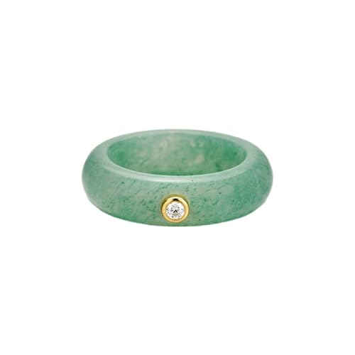 CAITLYNMINIMALIST Natural Jade Crystal Lucky Green Gemstone Skinny Stacking Band Dainty Ring Gift For Women (02-Jade Diamond Ring, 8)