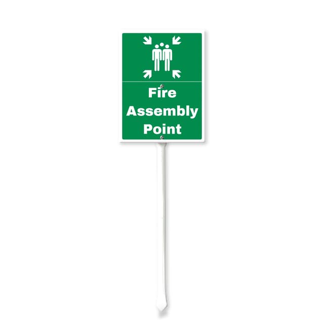 Fire Assembly Point Yard Sign With Stakes Outdoor Lawn Yard Signs 8 x 12 inch