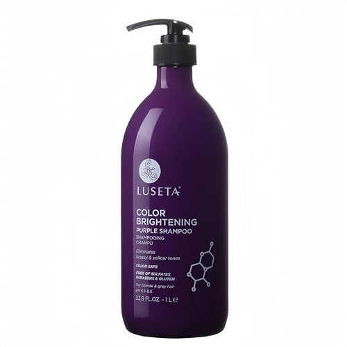 Image of Luseta Purple Shampoo for Blonde, Grey, Color Treated and Women's Hair - 33.8oz, Sulfate & Paraben Free, Best for Curly and Damaged Hair | Tone Correcting Hair Care - Helps Refresh Gray, Silver and Highlighted Hair While Maintaining a Bright, Salon-Fresh Look