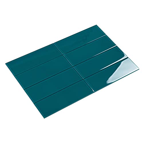 Adedeo Glass Subway Tile 4 X 12 Inch Dark Teal For Kitchen Backsplash Bathroom Wall Pack Of 12 Sheets #TOP6