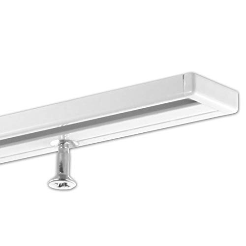 GARDINEUM 1,20 m Vorhangschiene Gardinenschiene Aluminium, weiß, 1-läufg - vorgebohrt, Komplettset mit Zubehör Cover