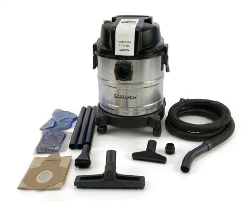 GAVATECH Aspiradora Multifunción,solidos y liquidos, 20L, 1250W, con 4 Cepillos y numerosos Accesorios. Aspiradora de humedo y seco. Funciona con Bolsa y sin Bolsa. Funcion de succion y de soplado.