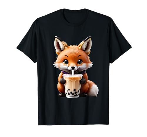 Cute Fox Boba Bubble Milk Tea Kawaii Animaux Lover T-Shirt