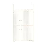 Wanyanya（わにゃにゃ）【ねこ脱走防止ゲート（本体）・拡張フレーム セット】 突っ張り式 ハイタイプ ペットゲート 両開き 工具不要 アルミ製 本体85〜92.5cm 拡張〜123cm 高さ190〜250cm バリアフリー （ホワイト）