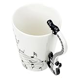 Cabilock Taza de Cerámica 400Ml Diseño de Instrumentos Musicales Vaso para Café y Leche Color Aleatorio Resistente Apta para Oficina Hogar y Exteriores