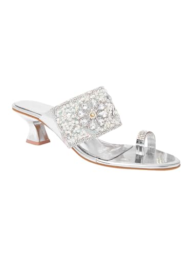 Image of TRYME Fancy Embroidery Kitten Heel Sandal Stylish Embellished Wedding Footwear Sandals For Women & Girls