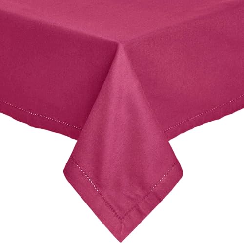HOMESCAPES Nappe rectangulaire en Tissu, Nappe de Table en 100% Coton uni Prune, Linge de Table...