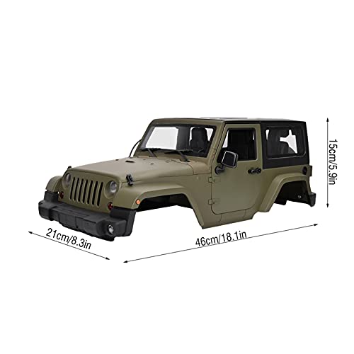 Dilwe RC Truck Karosseriepanzer, Armee Grün Offene Tür Fernbedienung Modellauto für Jeep Wrangler 1/10 RC Truck – Bild 3